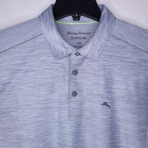 Tommy Bahama Palm Coast Pro Polo Mens Large Gray Islandzone